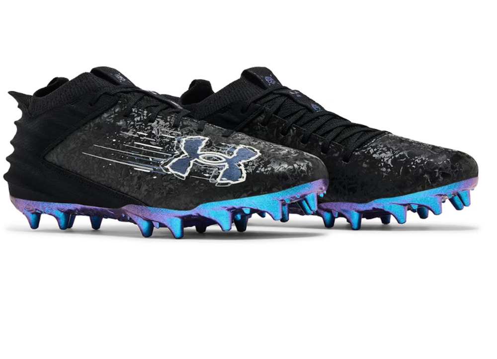 Under Armour Mens US 8 Blur Smoke Suede 2.0 MC Molded Football Cleats Black NWOB